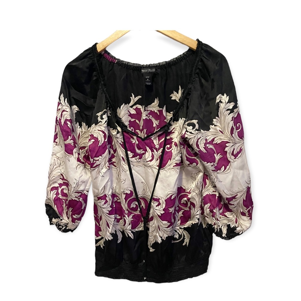 WHBM Silk 3/4 Sleeve Blouse Top